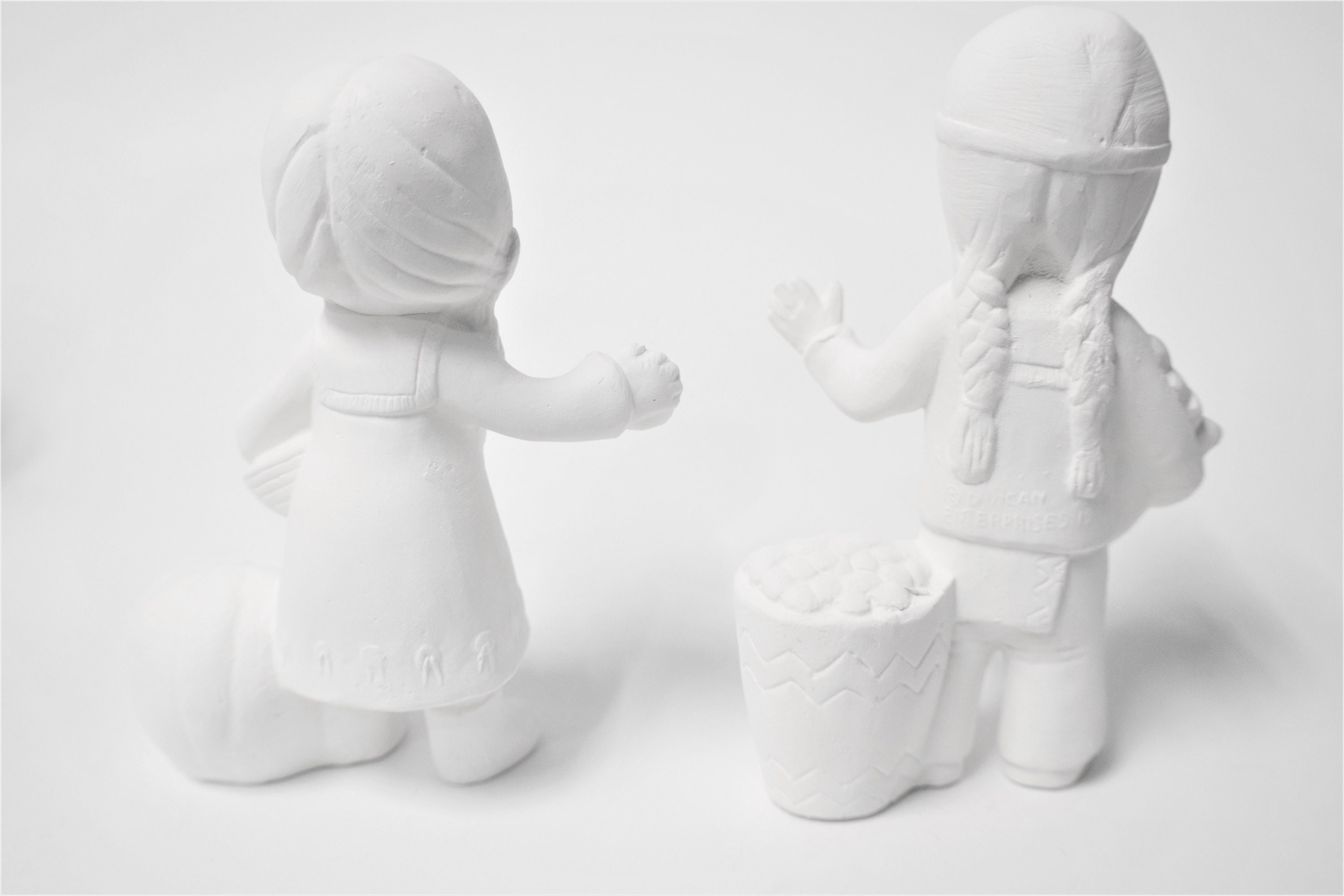 Ceramic Boy and Girl Figurines.ready-to-paint Unpainted Figurines