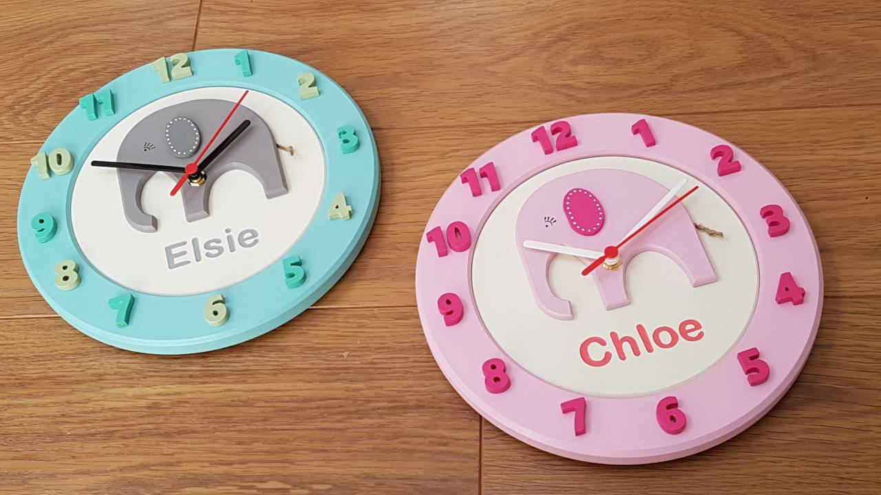 Wall Clock Elephant design can be personalised Etsy