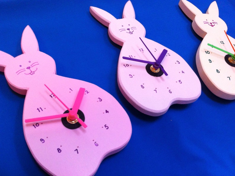 Bunny Clock Rabbit Clock Hand painted & personalised Etsy