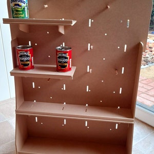 Peg board with shelves display stand - adjustable & flat packing. Ideal for craft fairs!
