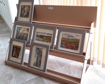 Display Stand (3 Shelf). Designed to hold 9 Ikea style box frames, but also suitable for photos, prints or books. Flat packing!