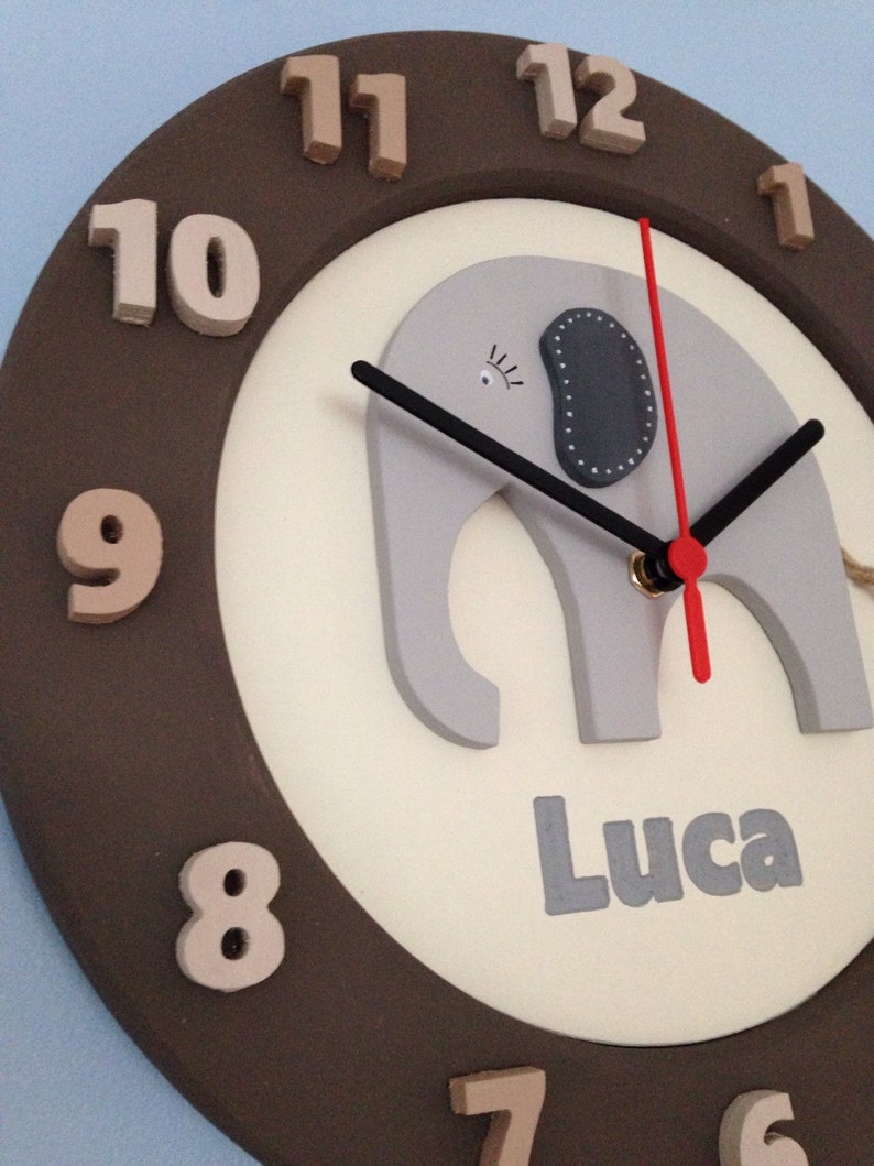 Wall Clock Elephant design can be personalised Etsy