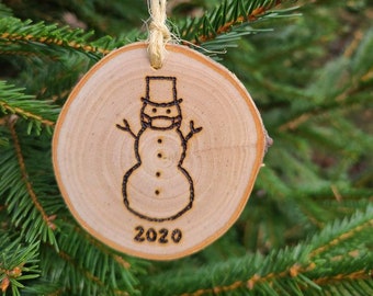 2020 Masked Snowman Ornament