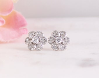 Dainty Flower Earrings | Perfect Simple Earrings for Her | Bridesmaid Jewelry | Blossom Stud Earrings by Adriana Sparks - KATIE