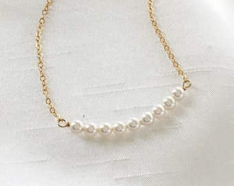 Pearl Bar Necklace | Layering Pearl Necklace | Bridesmaid Gift | Bridal Necklace | Wedding Necklace | Kate Pearl Necklace