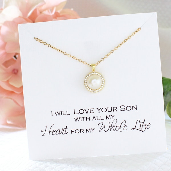 Mother of the Groom Gift from Bride | Future Mother in Law Necklace | Gift for Mom | Pearl Necklace Gold or Silver