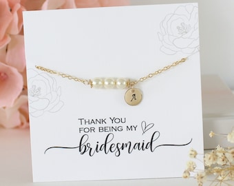 Bridesmaid Gift | Custom Pearl Bracelet | Thank you Gift for Bridal Party | Sterling Silver, 14k Gold Filled