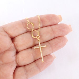 Cross Infinity Necklace Gold Mother of the Groom Gift from Bride image 5