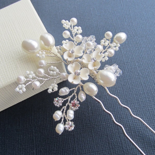 Bridal Flower Hair Pin, Candice Hair Pin, Wedding Hair Accessories, Bridal Head Piece, Bridal hair Pin, Bridal Headpieces,Bridal Headpiece,