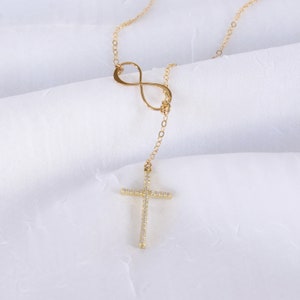 Cross Infinity Necklace Gold Mother of the Groom Gift from Bride image 3