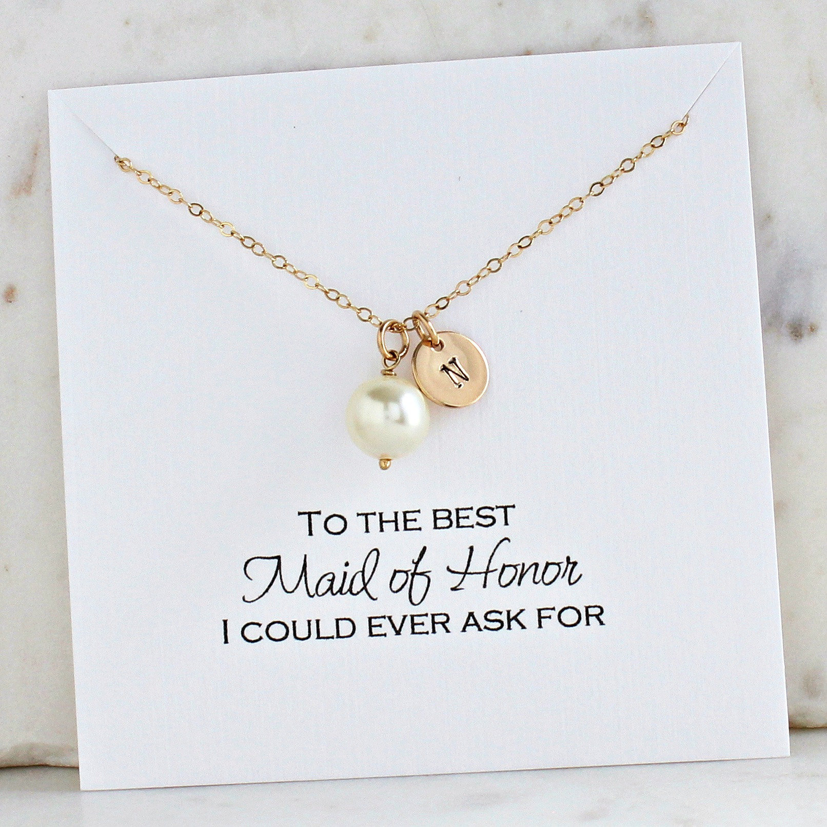 Maid of Honor Gift | Personalized Bridesmaids Pearl Initial Necklace …