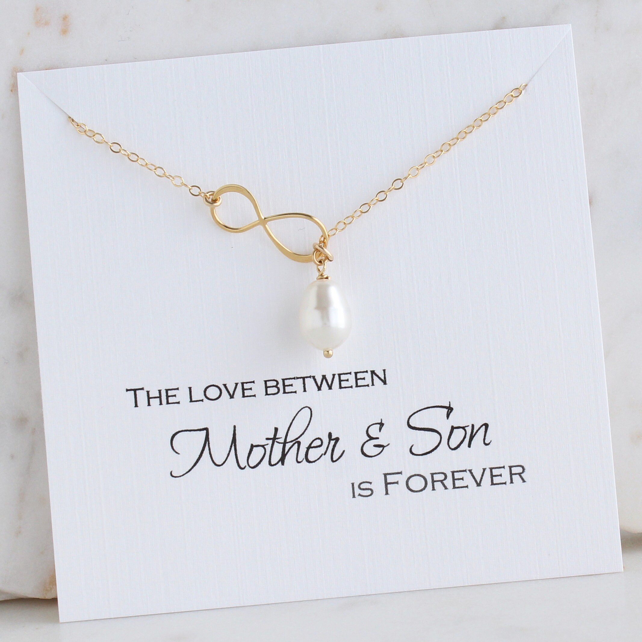 Mother and Son Gold Filled Infinity Pearl Necklace New Mom | Etsy