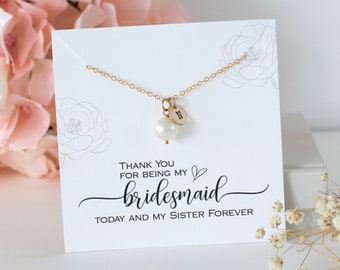 Thank You Gift to Sister Wedding Day Jewelry for Sister of the Bride Personalized Pearl Necklace for Sister Gift Bridesmaid