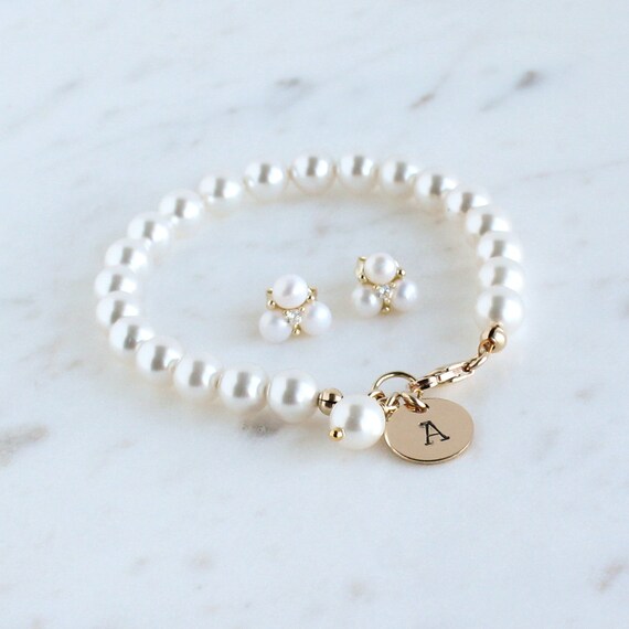 flower girl pearl bracelet