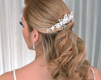 Floral Braut Haarkamm | Hochzeit Haarkamm | Hochzeit Haarschmuck | Braut Kopfschmuck | Braut Haarschmuck | Perlen-Haarkamm ALLISON