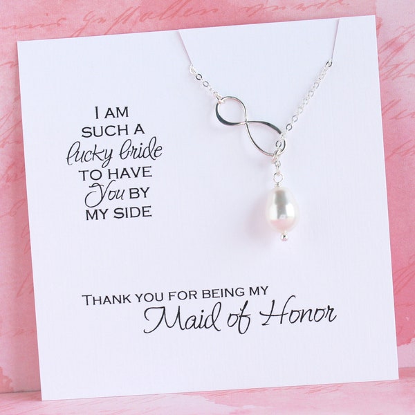 Maid of Honor Thank You Gift Sterling Silver Infinity Necklace | Maid of Honor Proposal |  Wedding Party Gifts | Bridesmaid