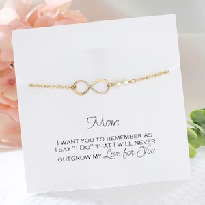 Mother of the Bride Pearl Infinity Bracelet To My Mother On My Wedding Day Bride Mom Gift For Mother Of The Bride Gift From Daughter