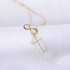 Cross Infinity Necklace Gold Mother of the Groom Gift from Bride image 4