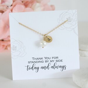 Personalized Bridesmaid Necklace Baroque Pearl Pendant Thank You for Being my Bridesmaid MOH Proposal Gift for Bridal Party Wedding Day