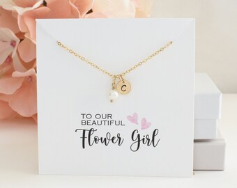 Flower Girl Gift | Custom Pearl Initial Necklace for Toddler, Little Girl, Teen Jewelry | Christening, Baptism, Confirmation Gift | Wallis