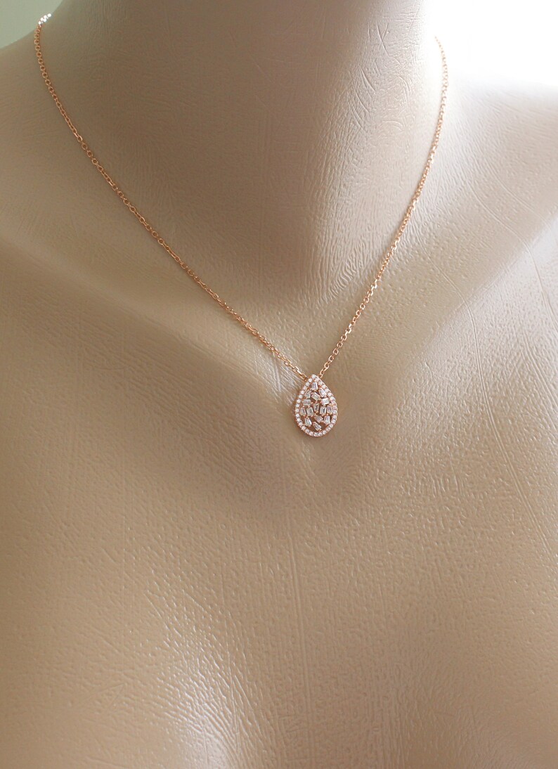 Mother of the Bride Wedding Gift CZ Rose Gold Crystal Necklace Etsy