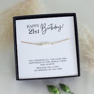 Joyeux 21e anniversaire | Bracelet de perles d'eau douce délicates | Cadeau d'anniversaire pour femme | Jalon important | Bracelet Sally