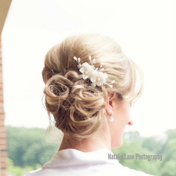 Floral Wedding Hair Piece, Bridal Hair Accessories, Bridal Hair Flower, Bridal Hair Adornment, Wedding Hair Flower, Grace Hair Comb