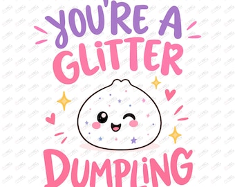 Glitter Dumpling PNG | Trending Kids Squishy Shirt Design | Pastel Rainbow Sublimation | Cute Kawaii Download