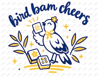 Bird Bam Cheers Mahjong SVG | Preppy Mahjong Tile Design | Cute Mahjong Club Cricut File | Digital Download