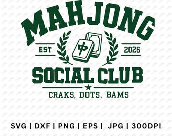 Mahjong Social Club SVG | Game Night Group Design (Digital Download)
