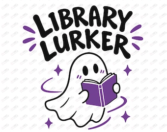Ghost Reading Book PNG | Vintage Pink Spooky Bookish Design | Haunted Library Ghost | Digital Download