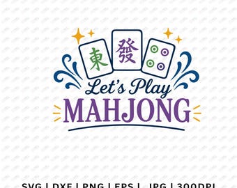 Mahjong Lover SVG Cut File | Game Night Design Bundle (Digital Download)