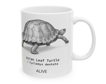 Asian Leaf Turtle Mug / Cyclemys dentata Female Turtle Art Ceramic Mug