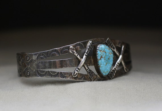 Vintage Harvey Era Navajo Sterling Silver Turquoi… - image 9