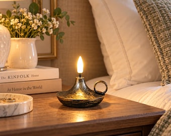 Small LED Table Lamp, Battery Operated Lamp, Mini Night Lamp, Cordless Vintage Light, Small Bedside Accent Lamp, Vintage Home Decor