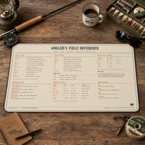 Fishing Desk Mat, Angler Reference Mousepad, Fishing Knots Rigs and Water Temp Chart, Fisherman Gift for Him, Large Fishing Desk Pad