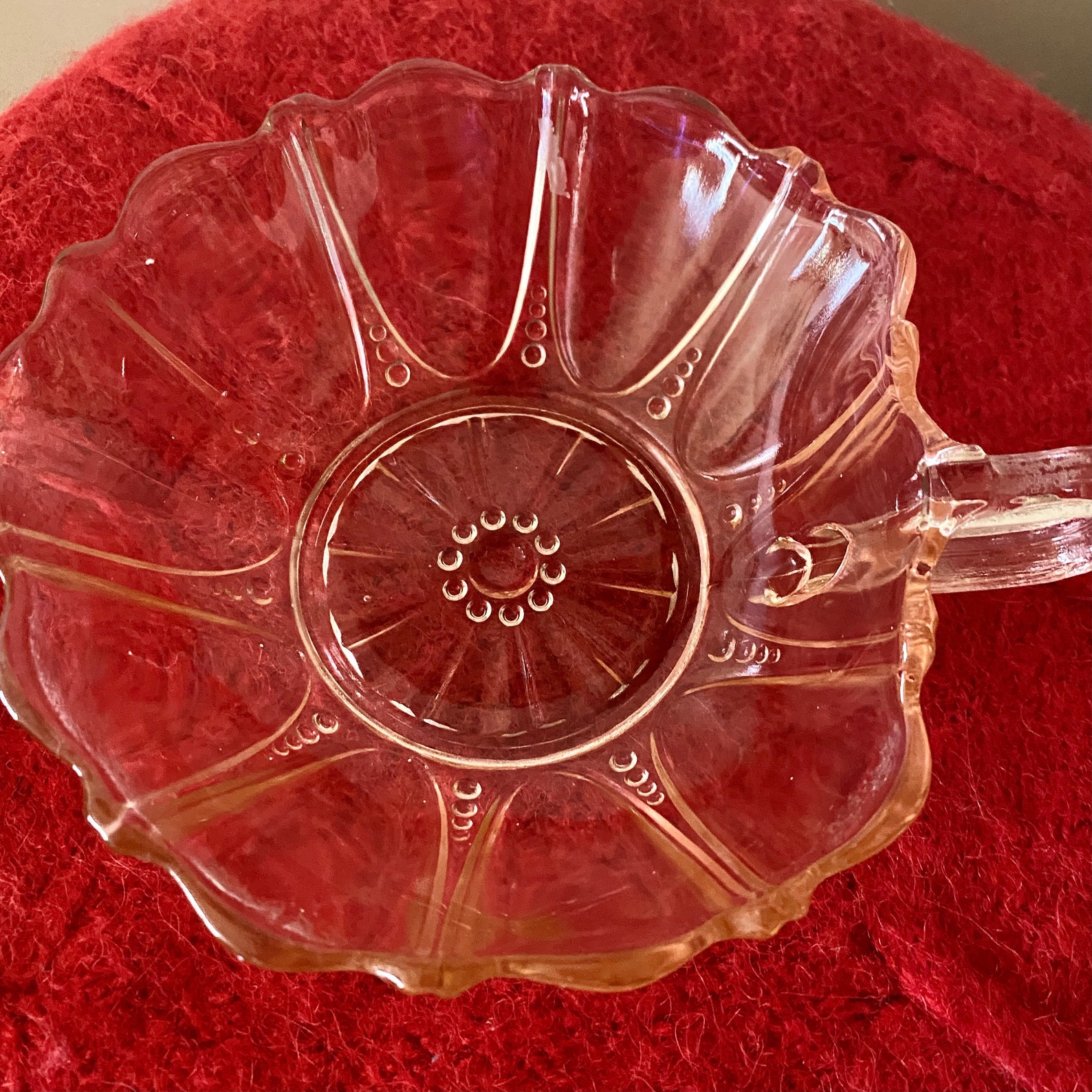 Pink Depression Glass Nappy Bowl Etsy