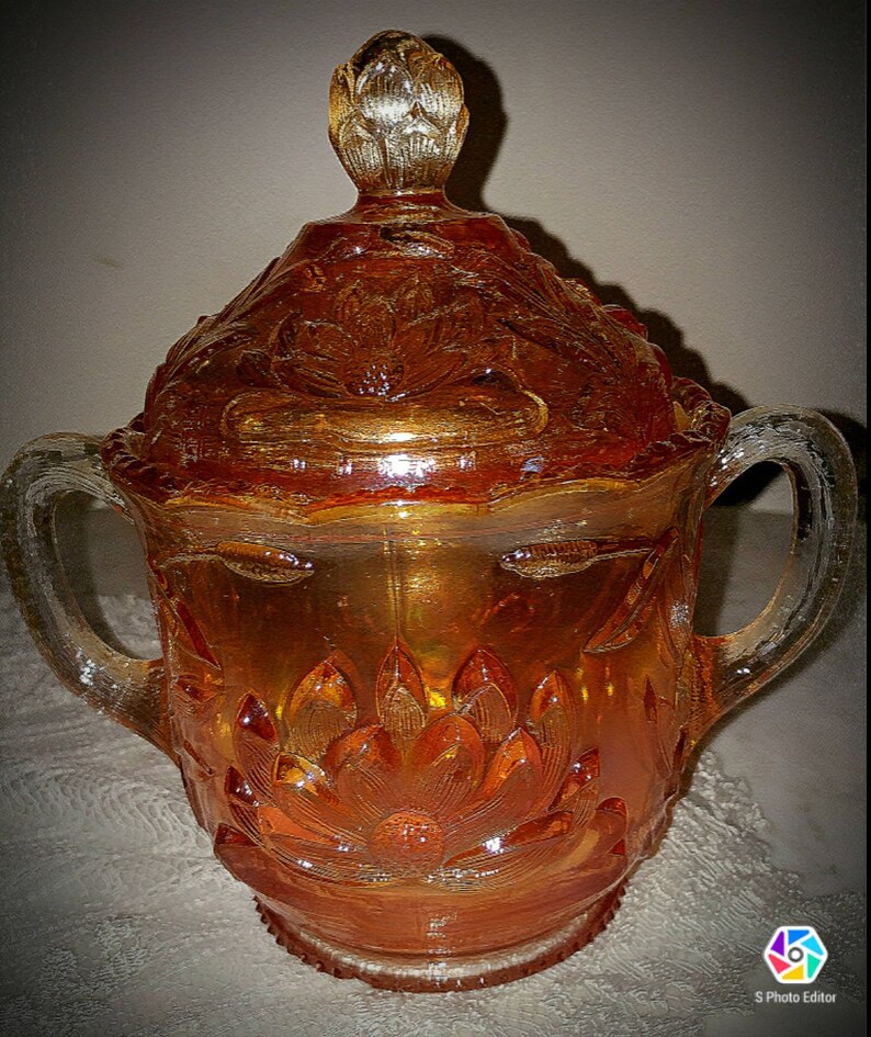 Carnival Glass Creamer and Sugar Set Etsy