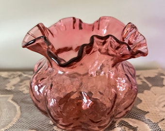 Fenton Victorian Vase in Cranberry