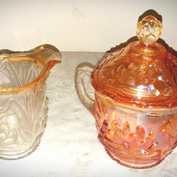 Carnival Glass Creamer and Sugar Set Etsy