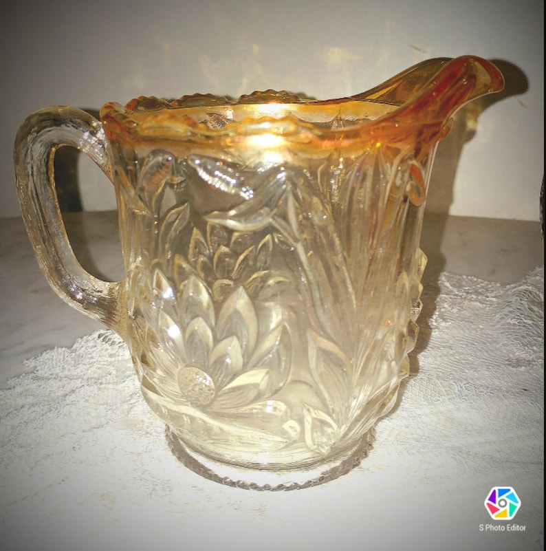 Carnival Glass Creamer and Sugar Set Etsy