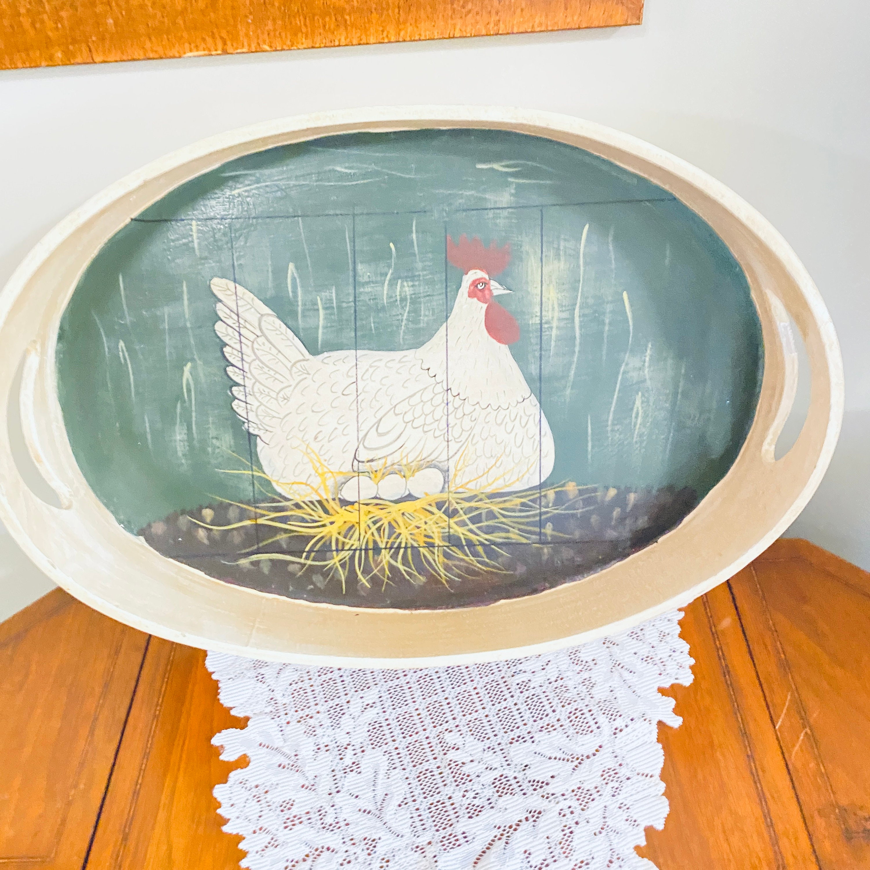 Kimble Chicken Vintage Warren Kimble Wood Tray With His Famous Chicken on It - Etsy