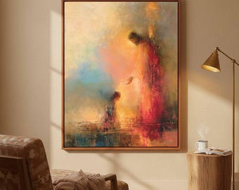 A Hand from Above Canvas Wall Art | Warm Crimson Red Christian Nursery Decor