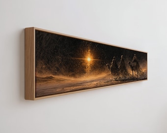 Star Over the Dunes Canvas Wall Art | Epic Burnished Gold Christian Living Room Decor