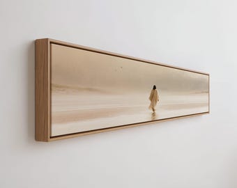 Wading in Stillness Canvas Wall Art | Calm Warm Sand Christian Bedroom Decor