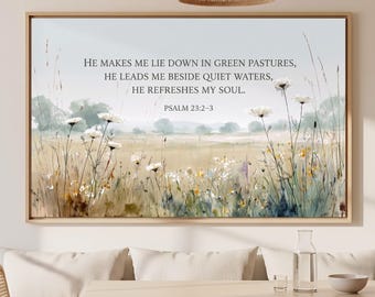 Custom Bible Verse Landscape Canvas Wall Art | Personalized Scripture Christian Living Room Decor