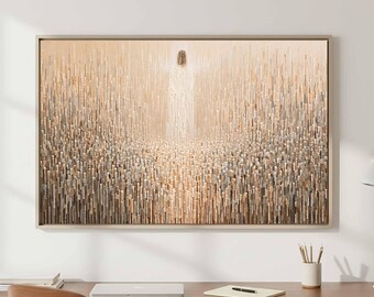 Christ Among Us Canvas Wall Art | Calm Cream Christian Living Room Decor