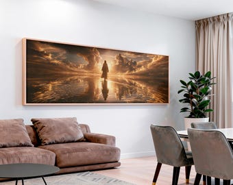 Mirror of the Sky Canvas Wall Art | Epic Burnished Gold Christian Living Room Decor