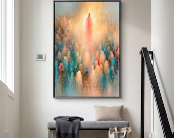 The Crimson Robe Canvas Wall Art | Vivid Crimson Red Christian Living Room Decor