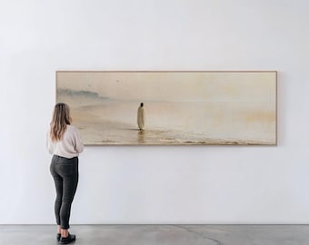 The Wide Shoreline Canvas Wall Art | Spacious Soft Ivory Christian Bedroom Decor